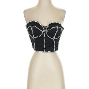 Black Rhinestone Bustier Top